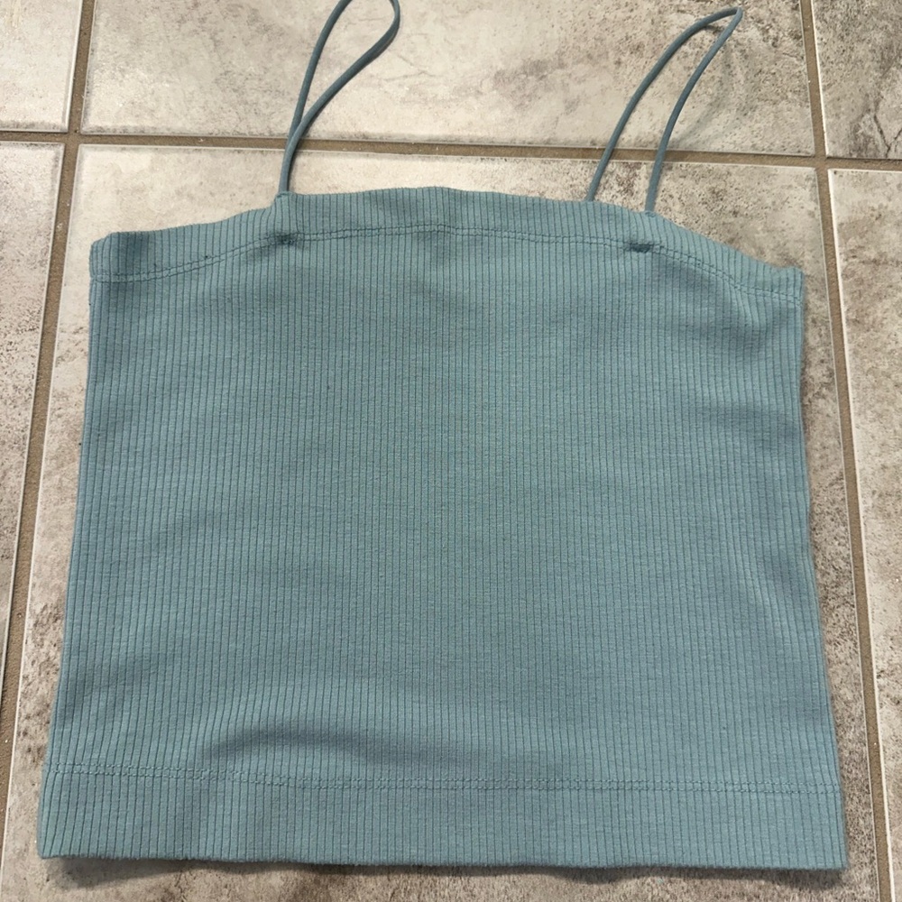 American Eagle Outfitters Green Ribbed Crop Camisole size: Small